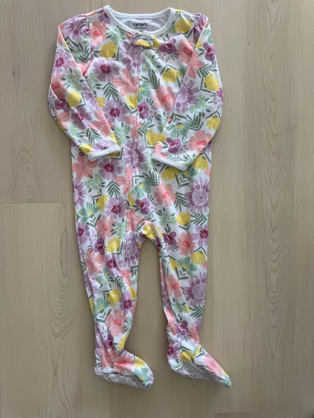 Floral One-Piece Pajama Romper - Pastel Flowers